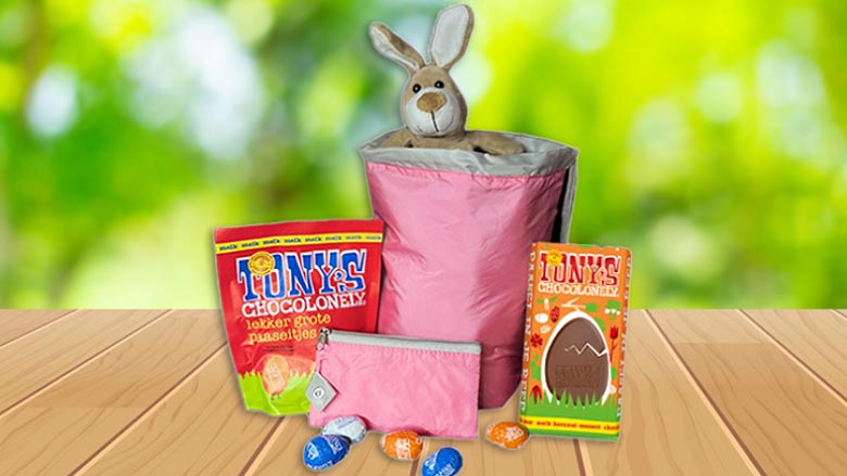 Paas verrassingstas met knuffel en Tony Chocolonely